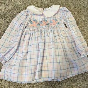 Plaid Kids Tunic with Embroidered Turkeys